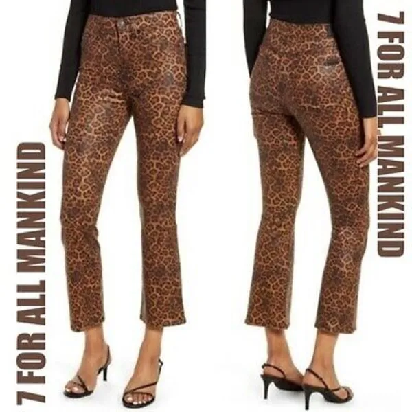 NWT 7 for All Mankind High Waist Slim Kick Jeans Animal Print size 24 - Image 3