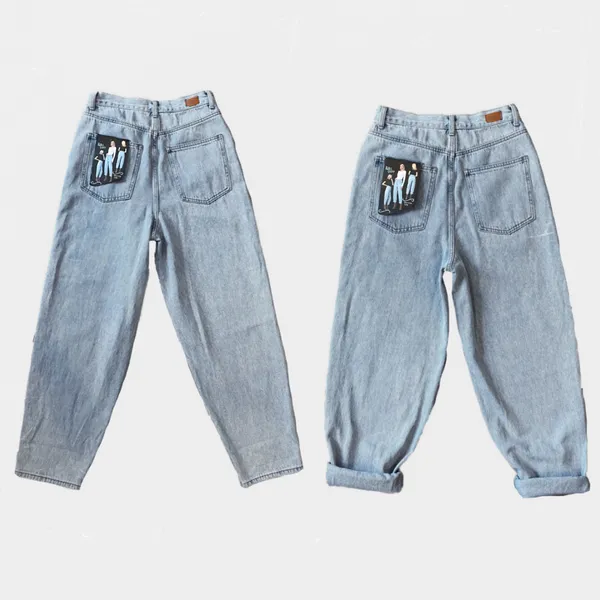 Simple Society Roll Cuff Balloon High Rise Mom's Jeans - Image 4