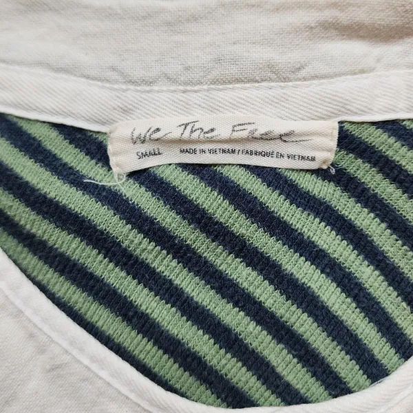 We the Free vintage green and white striped Henley - size small - Image 2