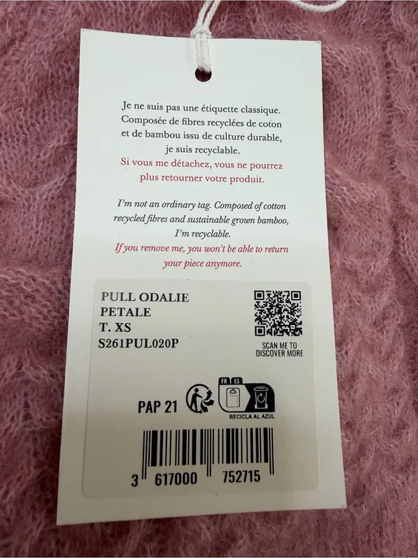 Sezane Odalie Sweater in Petal Pink size XS NEW - Image 13