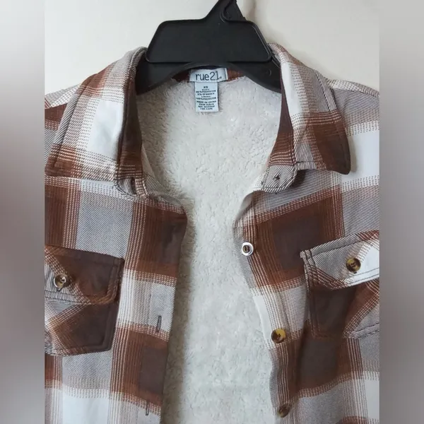 Rue21 Brown Plaid Sherpa-Lined Shacket‎ XS - Image 4