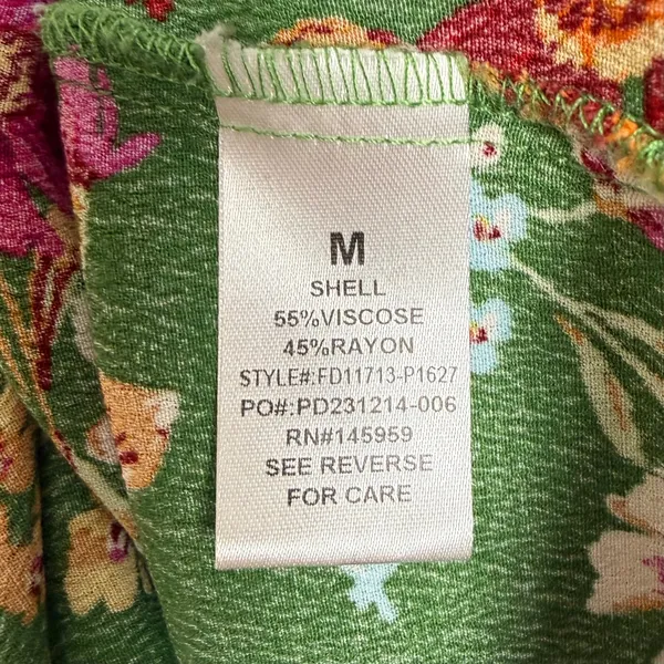 Dress Forum Green Floral Puff Sleeve Midi Dress Sweetheart Slit Size Medium - Image 6