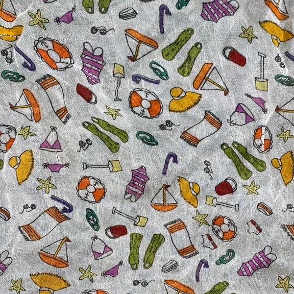 Vintage Deadstock 80s Beach Summer Print Neckerchief Scarf - Image 3