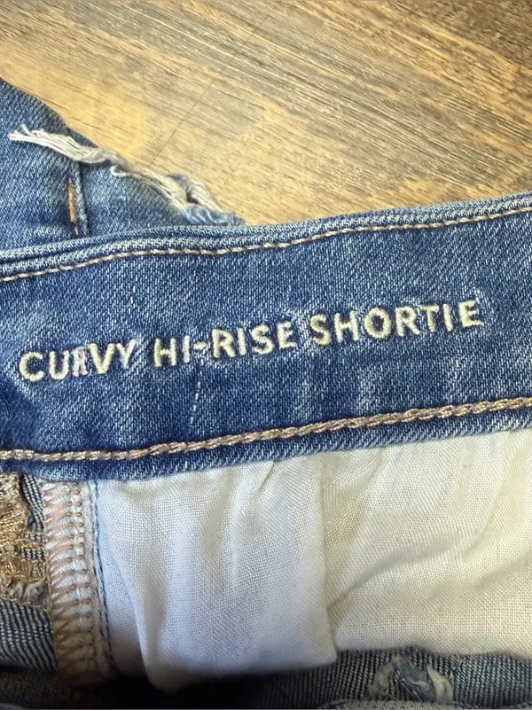 American Eagle Curvy High Rise Shortie Denim Jean Shorts Super Stretch Womens 4 - Image 7