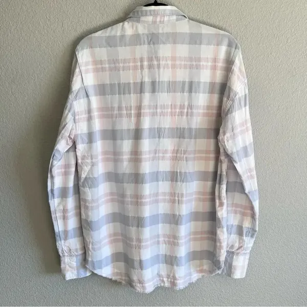 Free People Loveland Plaid Button‎ Up Boho Frayed Hem Shirt - Image 6