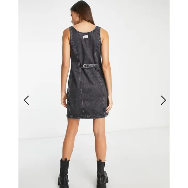 NWT Levi’s Y2K Black Acid Wash Denim Dress Women's Small Button Front Sleeveless - Image 2
