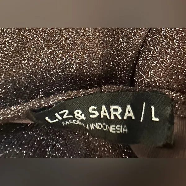 Liz & Sara Elegant Brown Shimmer Maxi Dress, Large - Image 5
