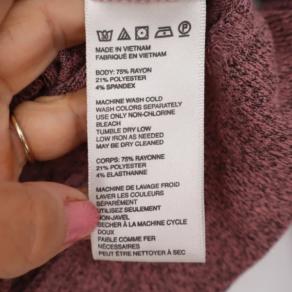 Out From Under Hoodie Women L Henley Mauve Space-Dye Cropped Pullover Excellent - Image 4