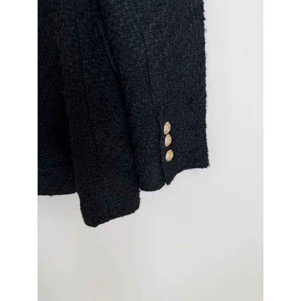 Zara Tweed Tailored Blazer Women Size S Black Double Breasted Gold Button NWT - Image 4