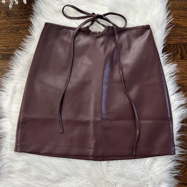 These Three Boutique Brown Leather Skirt - Image 3