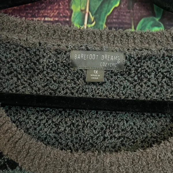 Barefoot Dreams CozyChic Seaside Crewneck 1X Carbon Camo Sweater Pullover - Image 3