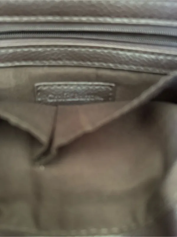 Vintage 90’s Croft & Barrow Brown Leather Shoulder Bag with Contrast Stitching - Image 8