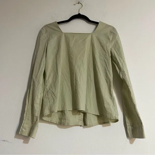 Anthropologie Harshman Puff Sleeve Babydoll Blouse Moss Green Size Small - Image 8