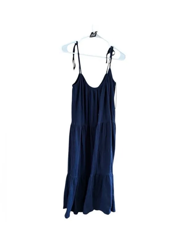Sleeveless Tie-Shoulder Maxi Dress in Navy - Image 3