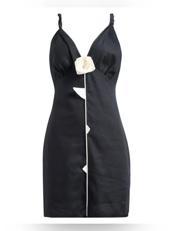 Farm Rio Linen Blend V-Neck Rosette Mini Dress, Size Small, $248 - Image 5