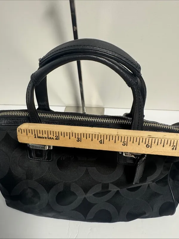 Coach Black Op Art Taylor Signature Satchel with Silver Hardware Crossbody - Image 10