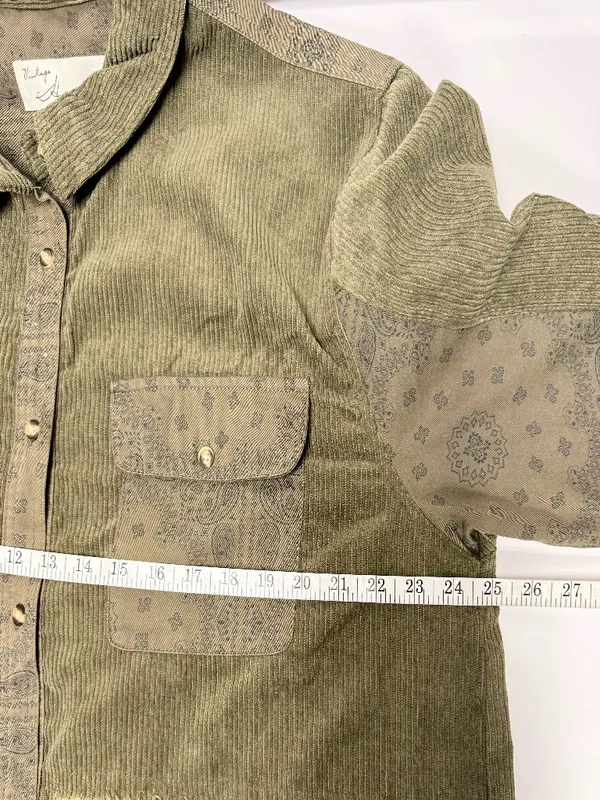 Vintage Havana Bandana & Corduroy Button-Up Top - Image 10