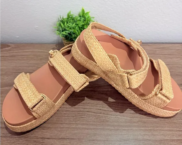 A New Day Tan Woven Strap Sandals - Image 2
