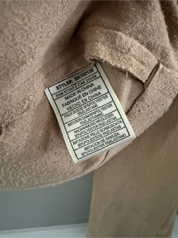 BB Dakota Faux Suede Waterfall Jacket Beige Open Front Drape Large Boho Western - Image 3