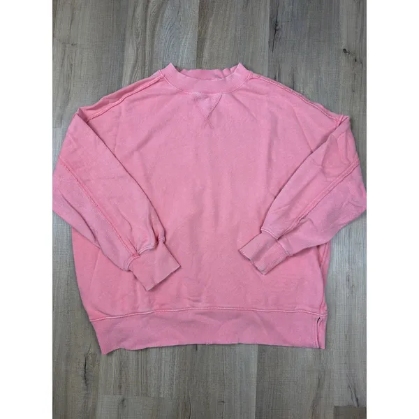Aerie Vacay Crew Sweatshirt Wild Peach French Terry Oversized Top Small - Image 4