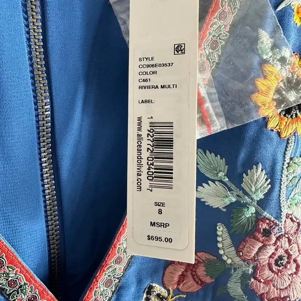 Alice + Olivia Patty Riviera Floral Embroidered A Line Mini Dress Size US 8 - Image 5