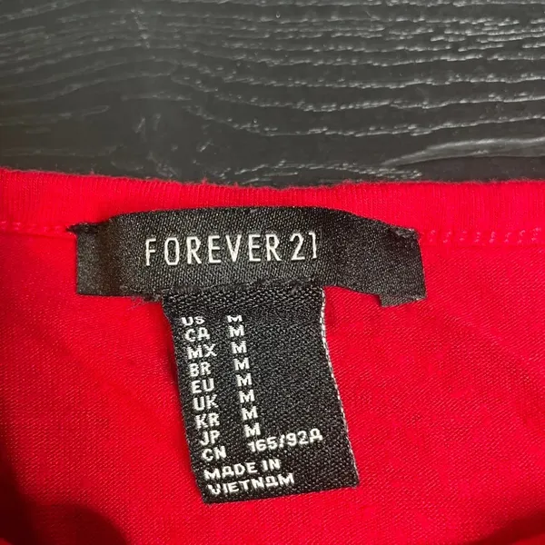 Forever 21 Red Halter Top Maybe Never Heart Patch Cropped Tank Medium - Image 2