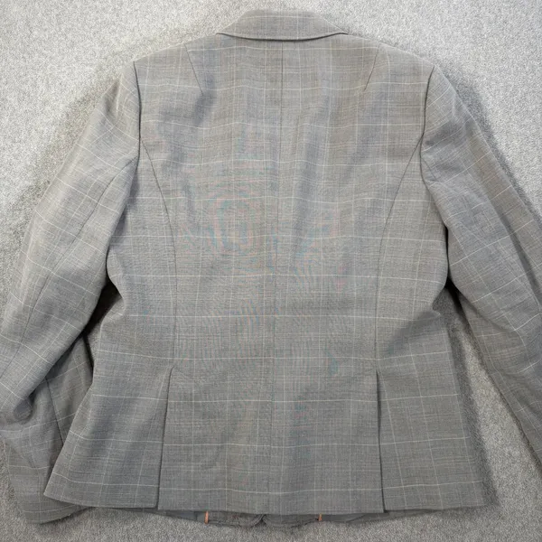 Banana Republic Women's Size 12 Gray Plaid Stretch Blazer Jacket Career Workwear - Image 10