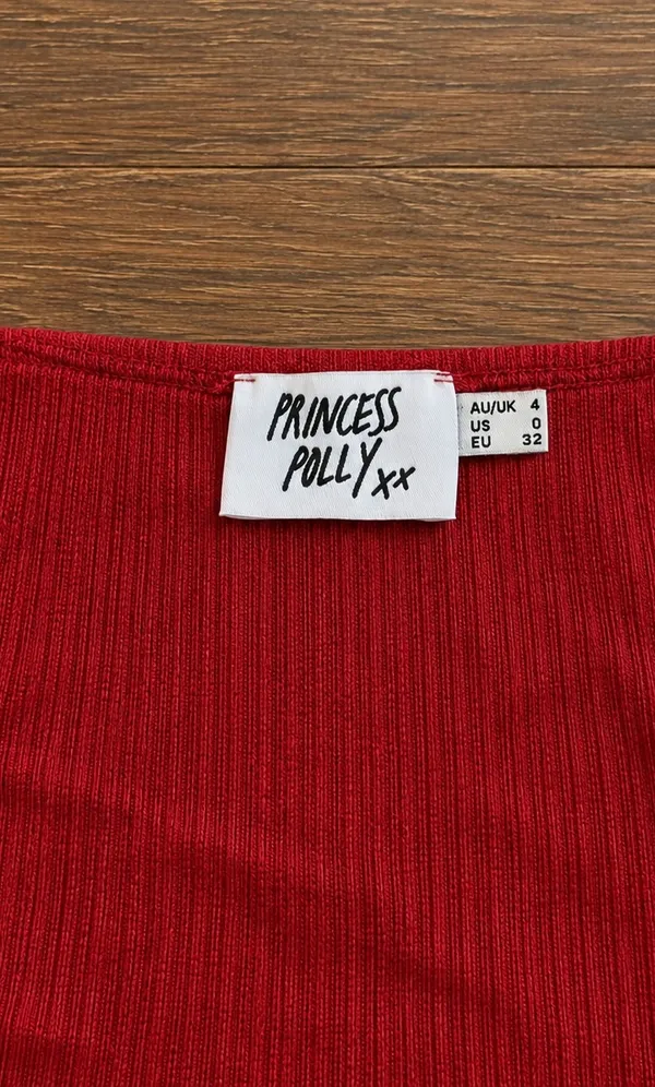 Princess Polly Red Mani Twist-Front Tube Crop Top - Image 4