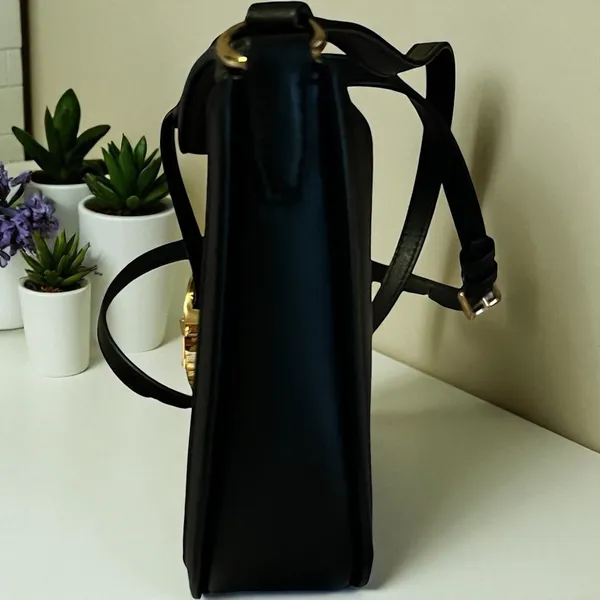 Michael Kors Gabby Small Hobo Crossbody Bag Black MK Logo Gold Hardware Purse‎ - Image 10