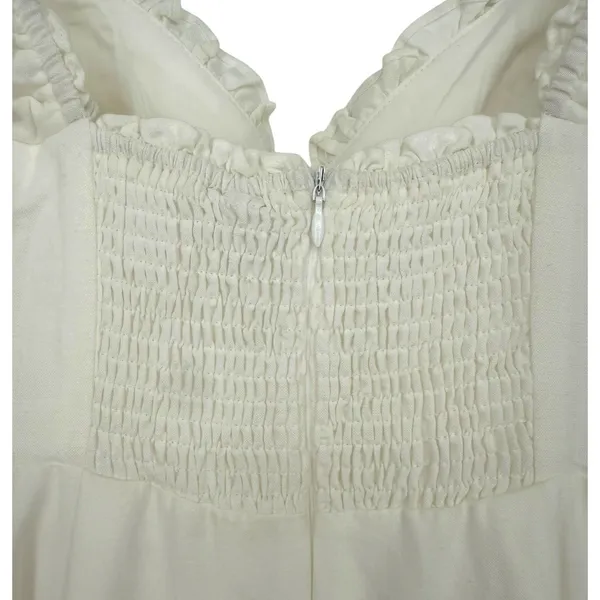 Selfie Leslie Milkmaid Ruched Bust Puff‎ Sleeve Mini Dress White Size Small - Image 9