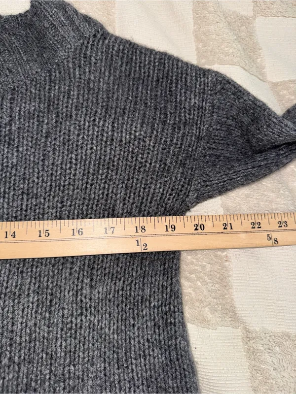Free People 100% Cashmere Ribbed Knit Sweater Gray Small - Image 2