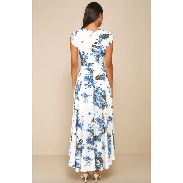 Lulus French Countryside White Floral Print High Low Dress Cocktail Small NWT - Image 3