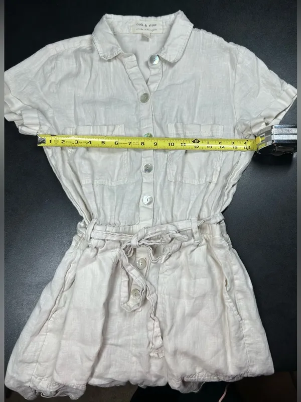 Cloth & Stone Size S 100% Linen Rolled Hem Pocket Utility Romper - Image 6