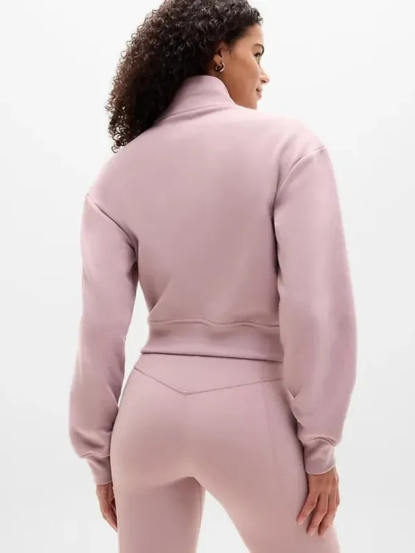 New Athleta XL Forever Fleece Track Jacket Blush Pink X-Large Regular - Image 2