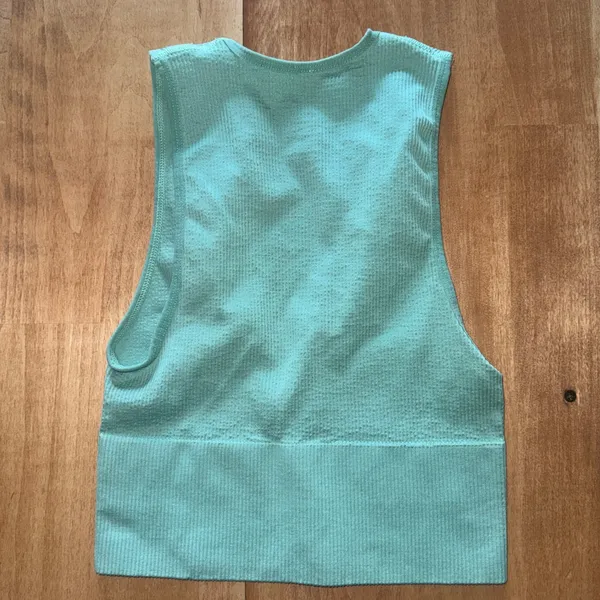 Out From Under Urban Outfitters Seafoam Green Ribbed‎ Deep V Crop Top Small - Image 3