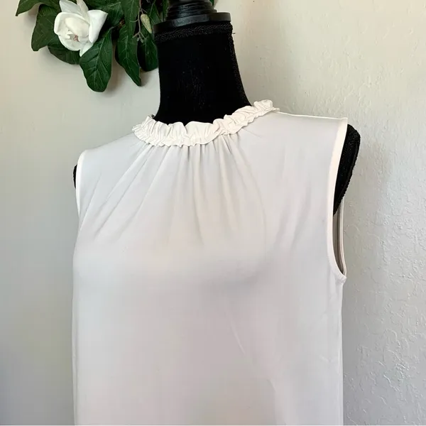 Ann Taylor Factory White Ruffle Sleeveless Blouse - Image 5