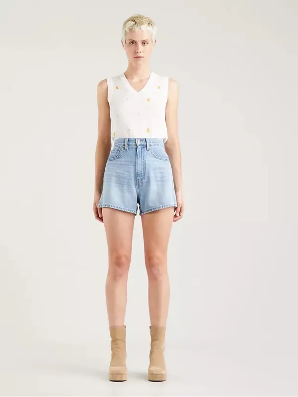 Levi's High Loose Denim Jean Shorts in Light Blue Size‎ 30 - Image 3
