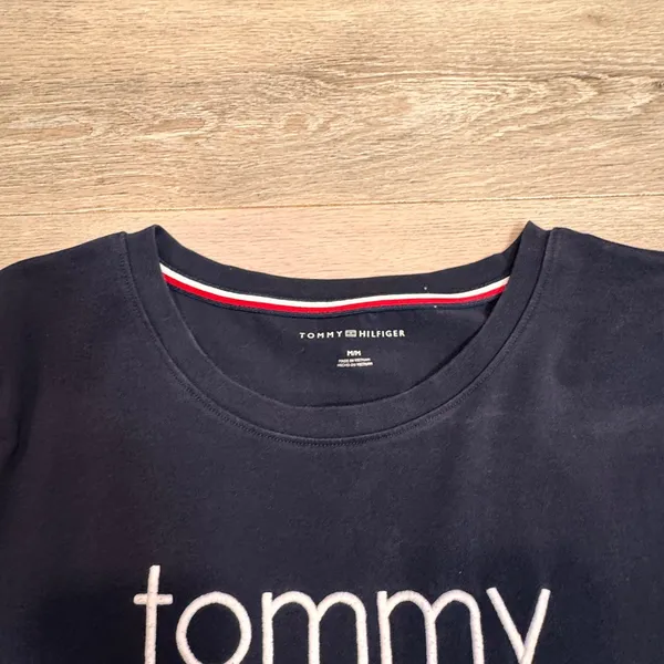 Tommy Hilfiger Navy Blue T-Shirt Dress Side Stripe Logo Women‎ Medium M - Image 3