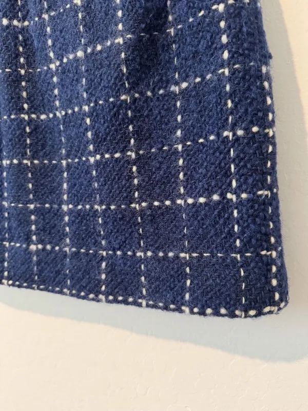 Maeve Skirt Size 8 Navy Windowpane Plaid Pleated Wool A Line Mini Clueless Retro - Image 3