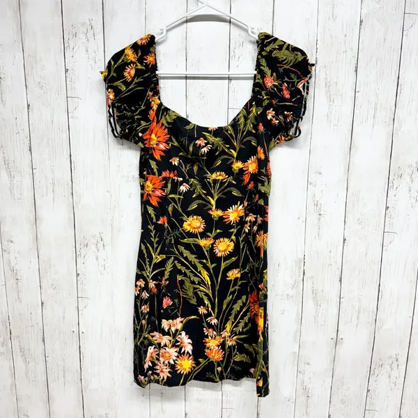 Urban Outfitters Dress Women Size Medium Black‎ Ella Floral Print Bodycon Mini - Image 7