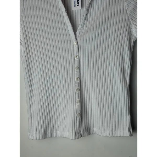 Old Navy Polo Shirt Women XS White NWT Ribbed Button Down Short Sleeve Preppy - Image 6