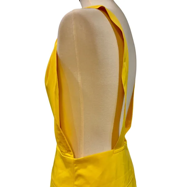 Chicme Butter Yellow Plunge Neck Maxi Dress Beach Cover Up Front Slits, Size L - Image 3