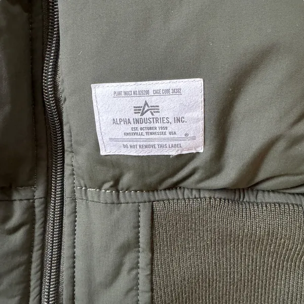Alpha Industries MA-1 Quilted Bomber Jacket Olive Green Puffer - Image 5