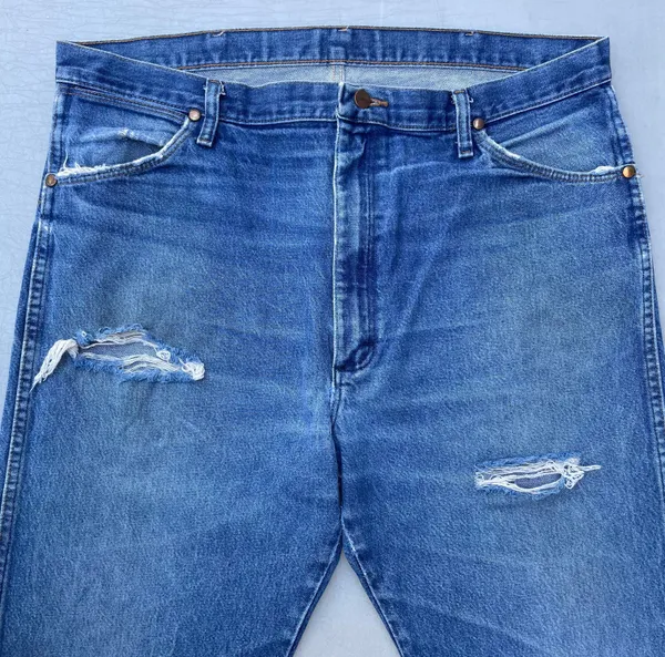 Wrangler Vintage Blue Denim Jean Distressed Pants - Image 5