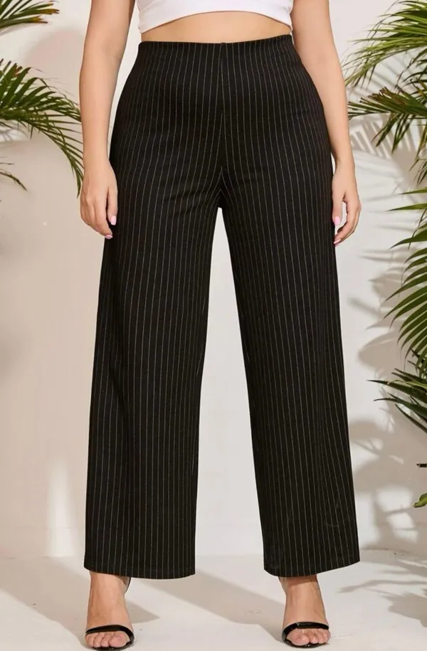 Women’s Pinstriped Flare Leg Pants (Plus Size: 0XL) - Image 4