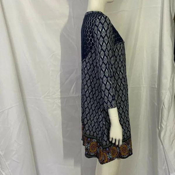 Altar'd State Size L Navy Blue Print‎ Lace Detail - Image 2
