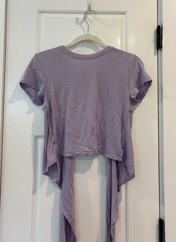 Purple Short Sleeve Tie Top - Image 2