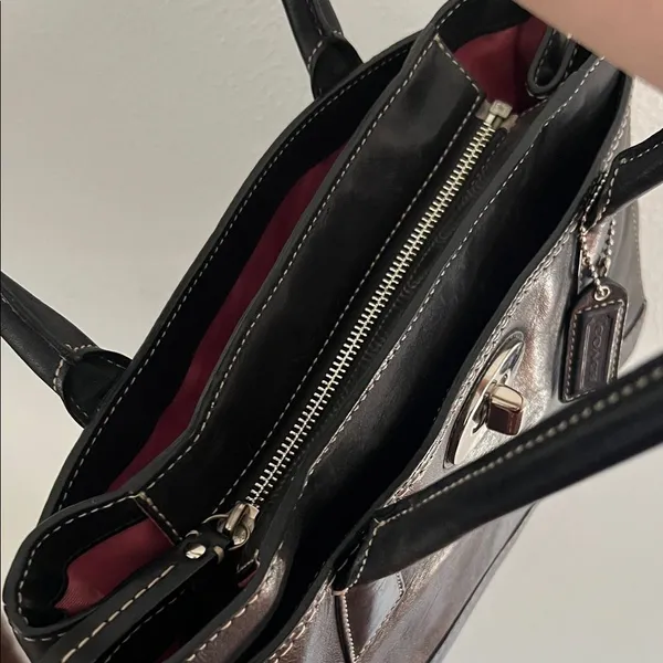 Coach Hampton Madeline Black Leather Satchel Bag Y2K Vintage Carryall Purse - Image 10