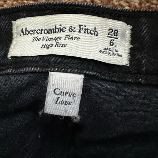Abercrombie & Fitch Flare High Rise Curve Love Jeans Women 6L Black Retro Indie - Image 2
