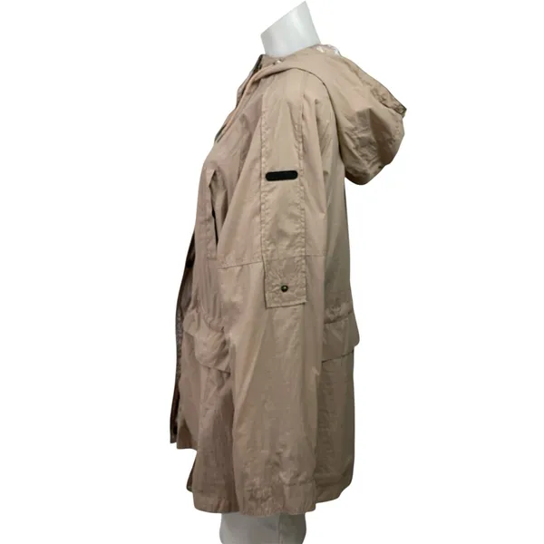 Lucky Brand Brown Tan Zip Up Long Sleeve Hooded Hoodie Utility Coat Jacket Sz M - Image 2